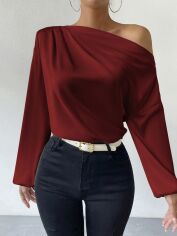Акція на Блузка жіноча SHEIN GD-00160225 XL Бордова від Rozetka