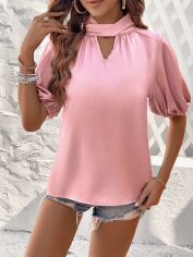 Акція на Блузка жіноча SHEIN GD-00160243 XL Світло-рожева від Rozetka