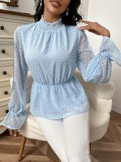 Акція на Блузка жіноча SHEIN GD-00160252 XS Блакитна від Rozetka