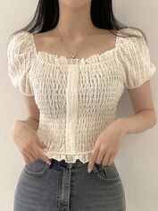 Акція на Блузка жіноча SHEIN GD-00170760 L Айворі від Rozetka