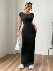 Акція на Плаття довге літнє жіноче SHEIN GD-00163688 M Чорне від Rozetka
