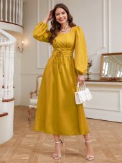 Акція на Плаття міді осіннє жіноче SHEIN GD-00159304 L Жовте від Rozetka