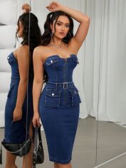 Акція на Плаття міді літнє жіноче SHEIN GD-00170137 L Синє від Rozetka