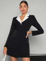 Акція на Плаття коротке осіннє жіноче SHEIN GD-00115288 XL Чорне від Rozetka