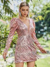 Акція на Плаття вечірнє коротке осіннє жіноче SHEIN GD-00159306 L Рожеве від Rozetka