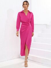 Акція на Плаття на запах довге літнє жіноче SHEIN GD-00159312 S Фуксія від Rozetka