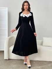 Акція на Плаття вечірнє міді осіннє жіноче SHEIN GD-00113603 M Чорне від Rozetka