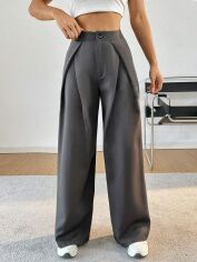 Акція на Штани жіночі SHEIN GD-00158323 XXS-Petite Темно-сірі від Rozetka
