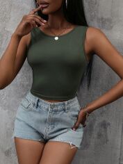 Акція на Майка жіноча SHEIN GD-00170728 L Хакі від Rozetka