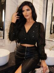 Акція на Топ жіночий SHEIN GD-00104120 L Чорний від Rozetka