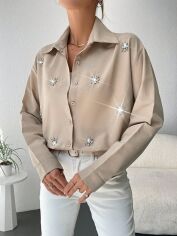 Акція на Сорочка жіноча SHEIN GD-00170052 M Бежева від Rozetka