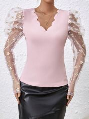 Акція на Блузка жіноча SHEIN GD-00167397 XS Рожева від Rozetka