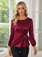 Акція на Блузка жіноча SHEIN GD-00169181 S Бордова від Rozetka
