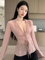 Акція на Блузка жіноча SHEIN GD-00168435 2XL Світло-рожева від Rozetka