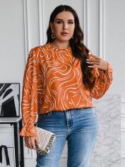 Акція на Блузка жіноча SHEIN GD-00168722 3XL Помаранчева від Rozetka