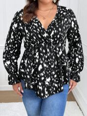 Акція на Блузка жіноча SHEIN GD-00169317 2XL Чорно-біла від Rozetka