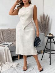 Акція на Плаття в'язане міді осіннє тепле жіноче SHEIN GD-00134507 3XL Біле від Rozetka