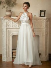 Акція на Весільна сукня довга жіноча SHEIN GD-00121433 XS Біла від Rozetka