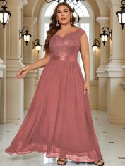 Акція на Сукня вечірня довга жіноча SHEIN GD-00168547 XL Рожева з коричневим від Rozetka
