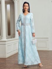 Акція на Плаття вечірнє довге літнє жіноче SHEIN GD-00153836 XS Блакитне від Rozetka
