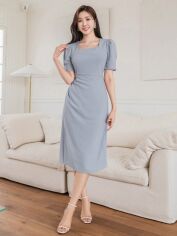 Акція на Плаття міді літнє жіноче SHEIN GD-00152600 XL Сіро-блакитне від Rozetka