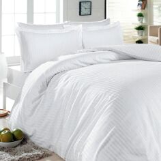 Акція на Простирадло SoundSleep Готель сатин страйп 155х200 см Біле від Rozetka