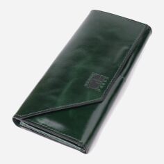 Акція на Гаманець жіночий для карток з натуральної шкіри Grande Pelle leather-22945 Зелений від Rozetka