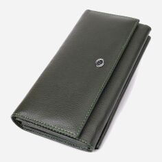 Акція на Гаманець жіночий для карток з натуральної шкіри ST Leather Accessories leather-23068 Зелений від Rozetka