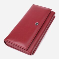 Акція на Гаманець жіночий для карток з натуральної шкіри ST Leather Accessories leather-23069 Бордовий від Rozetka