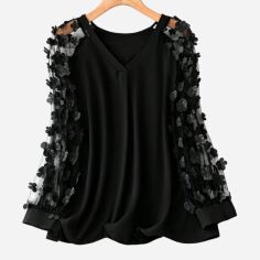 Акція на Блузка жіноча SHEIN GD-00168734 4XL Чорна від Rozetka