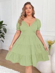 Акція на Плаття міді літнє жіноче SHEIN GD-00138800 2XL Світло-зелене від Rozetka