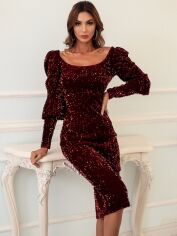 Акція на Сукня жіноча SHEIN GD-00159085 S Бордова від Rozetka