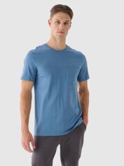 Акція на Футболка бавовняна довга чоловіча 4F 4FRSS24TTSHM2078-33S XL Блакитна від Rozetka