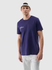 Акція на Футболка бавовняна довга чоловіча 4F 4FRSS24TTSHM2061-31S XL Синя від Rozetka