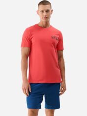 Акція на Футболка бавовняна довга чоловіча 4F 4FWSS25TTSHM1984-63S XL Рожева від Rozetka
