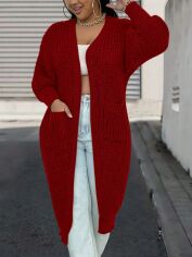 Акція на Кардиган жіночий SHEIN GD-00168618 2XL Темно-червоний від Rozetka