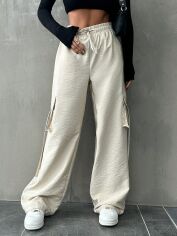 Акція на Штани жіночі SHEIN GD-00169869 XL Айворі від Rozetka