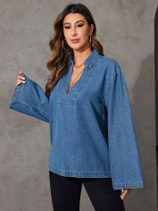 Акція на Блузка жіноча SHEIN GD-00170038 XS Синя від Rozetka