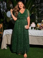 Акція на Сукня жіноча SHEIN GD-00095667 2XL Темно-зелена від Rozetka