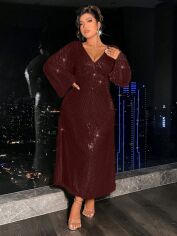 Акція на Сукня жіноча SHEIN GD-00163530 XL Бордова від Rozetka