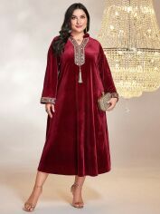 Акція на Сукня жіноча SHEIN GD-00161203 XL Бордова від Rozetka