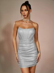 Акція на Сукня жіноча SHEIN GD-00162655 XS Срібляста від Rozetka