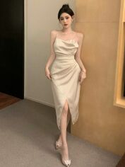 Акція на Сукня жіноча SHEIN GD-00159127 S Кремова від Rozetka