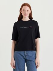 Акція на Футболка бавовняна жіноча United Colors of Benetton 3BL0D109D-100 XS Чорна від Rozetka