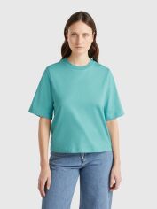 Акція на Футболка бавовняна жіноча United Colors of Benetton 3BL0E17G5-08N XS Бірюзова від Rozetka