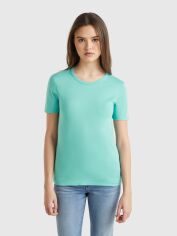 Акція на Футболка бавовняна жіноча United Colors of Benetton 3GA2E16A0-08N M Бірюзова від Rozetka