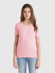 Акція на Футболка бавовняна жіноча United Colors of Benetton 3GA2E16A0-09J XL Блідо-рожева від Rozetka