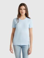 Акція на Футболка бавовняна жіноча United Colors of Benetton 3GA2E16A0-12J XL Блідо-блакитна від Rozetka