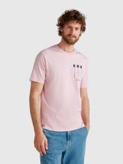 Акція на Футболка бавовняна довга чоловіча United Colors of Benetton 3BL0U10AF-09J L Блідо-рожева від Rozetka