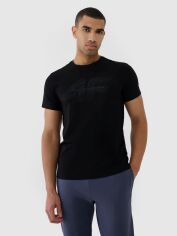 Акція на Футболка бавовняна довга чоловіча 4F 4FWSS25TTSHM2004-20S XL Чорна від Rozetka
